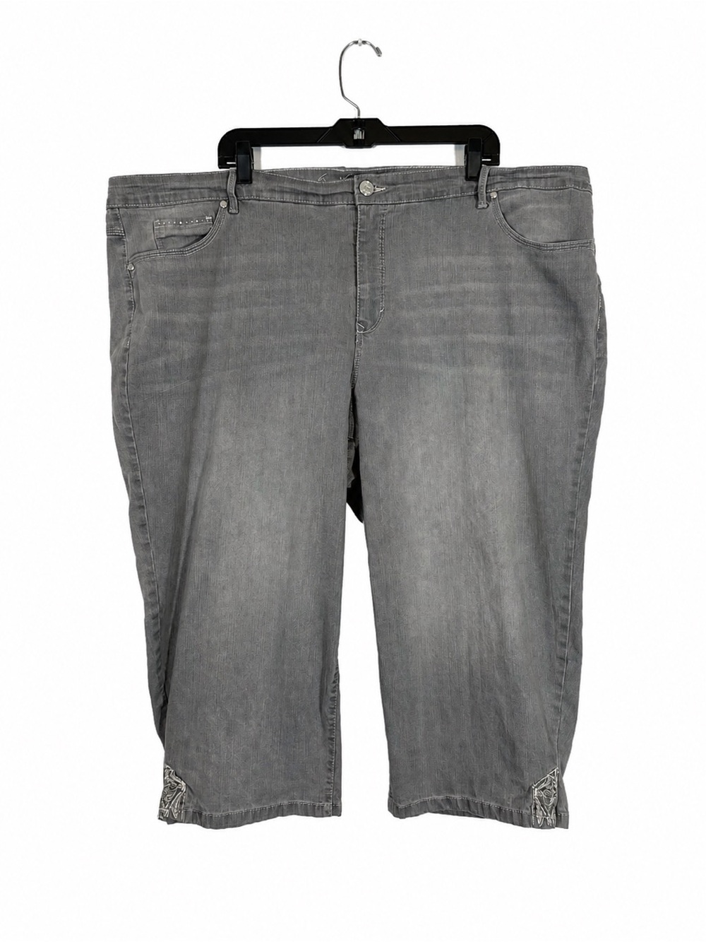 Gloria Vanderbilt Gray Jordyn Embroidered Capri Crop Jeans Plus Size 24W Y2K